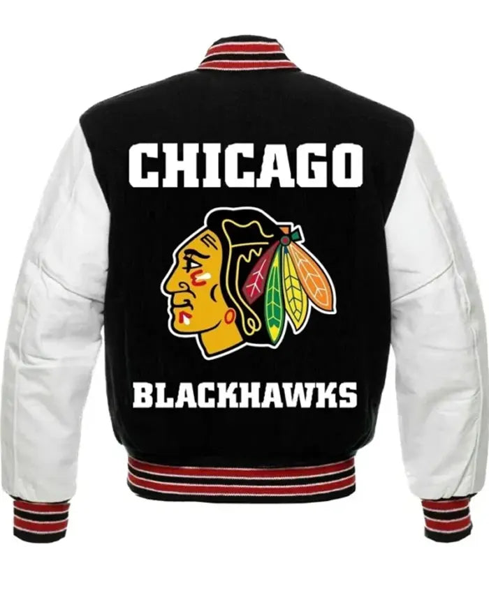 Chicago Blackhawks Black And White Varsity Jacket
