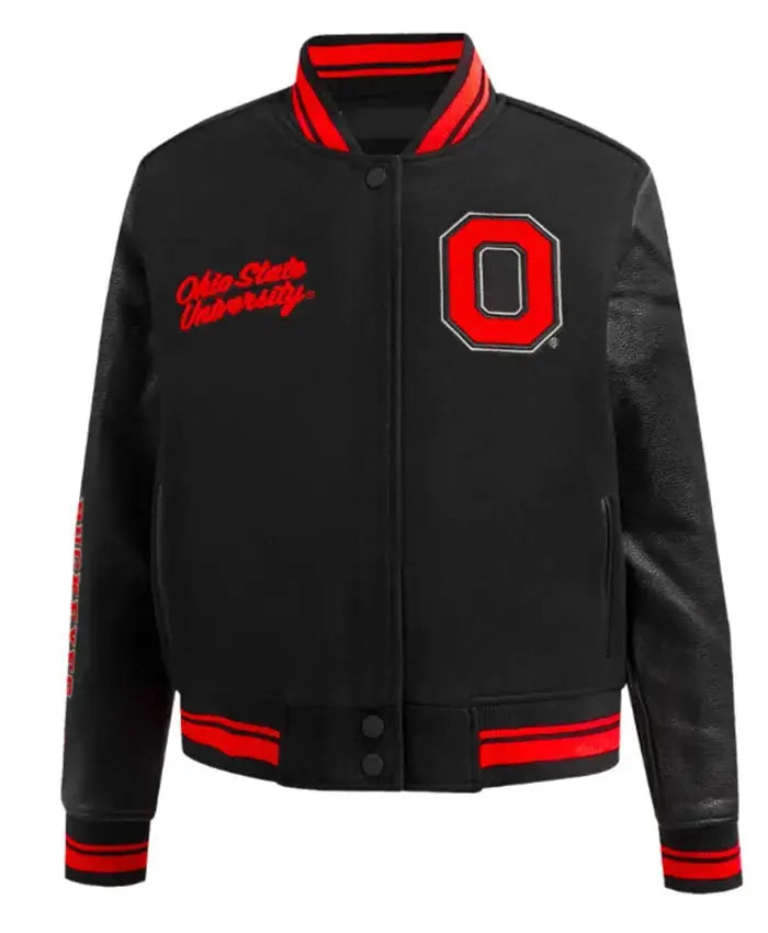 Classic Ohio State University Black Wool Varsity Jacket