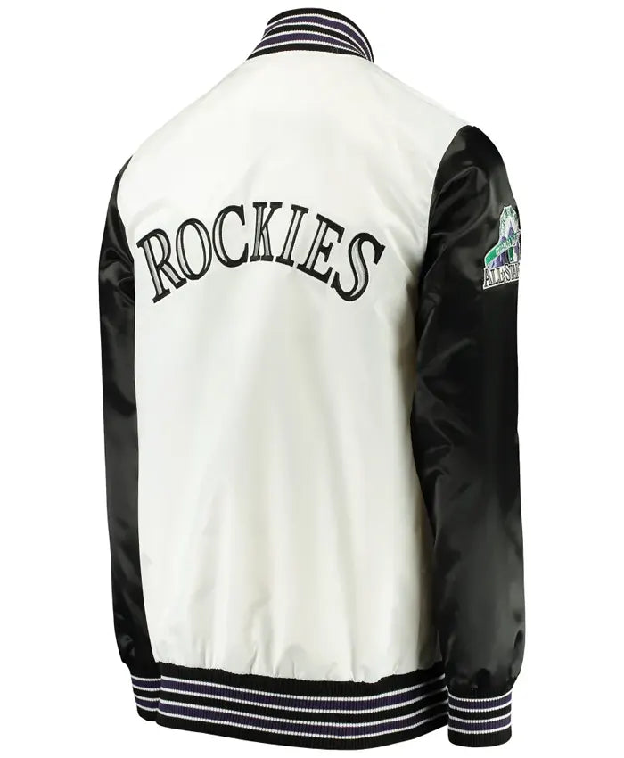Colorado Rockies The Legend White and Black Satin Varsity Jacket