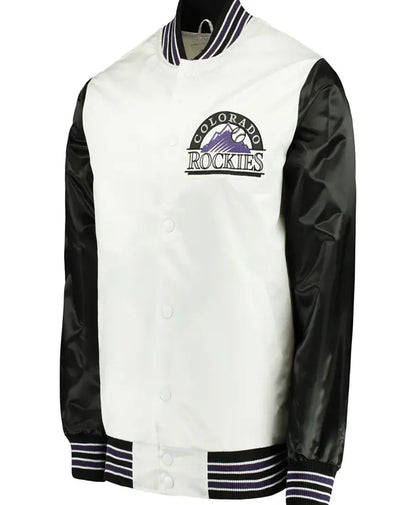 Colorado Rockies The Legend White and Black Satin Varsity Jacket
