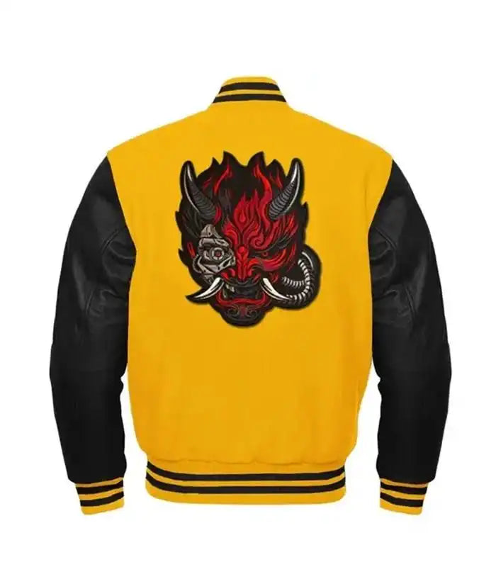 Cyberpunk Yellow And Black Varsity Jacket