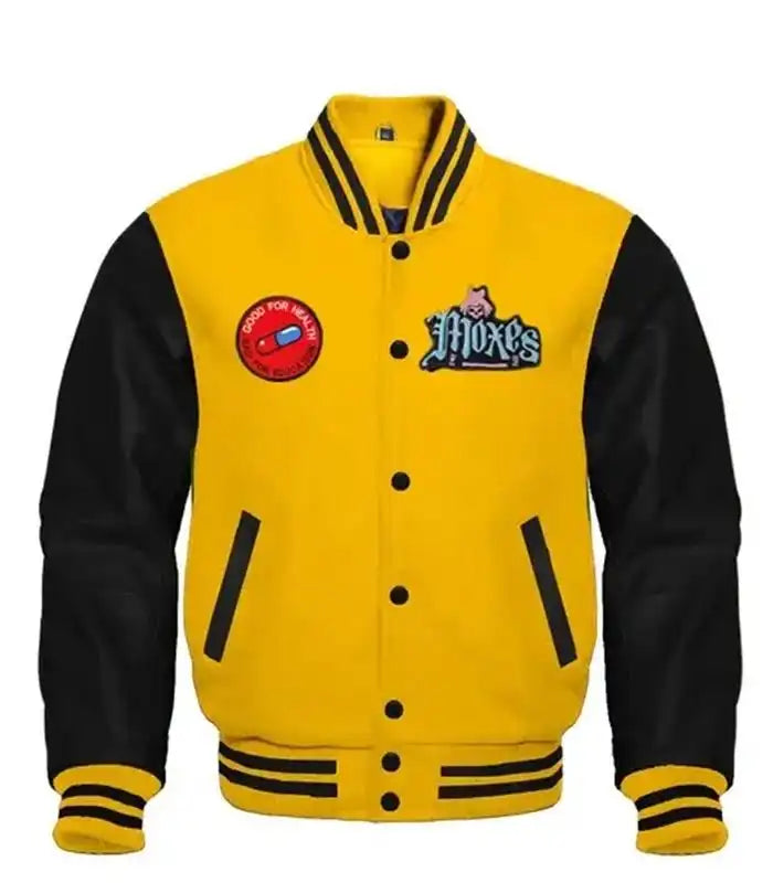 Cyberpunk Yellow And Black Varsity Jacket