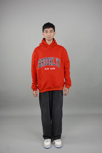 brooklyn New York Pullover Red Hoodie