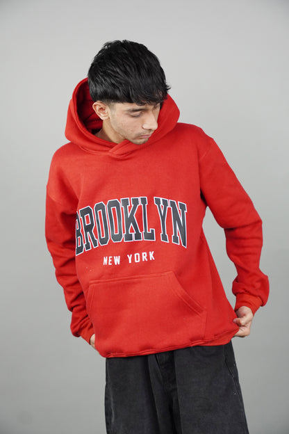 brooklyn New York Pullover Red Hoodie
