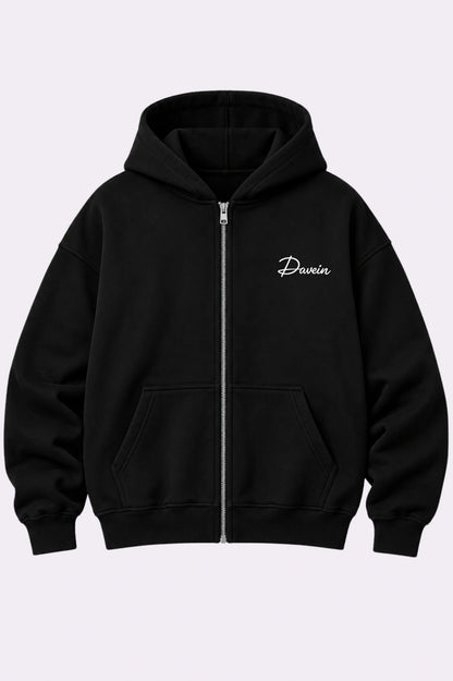 Daven Black Fleece Full-Zip Hoodie