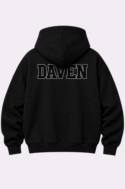 Daven Black Fleece Full-Zip Hoodie