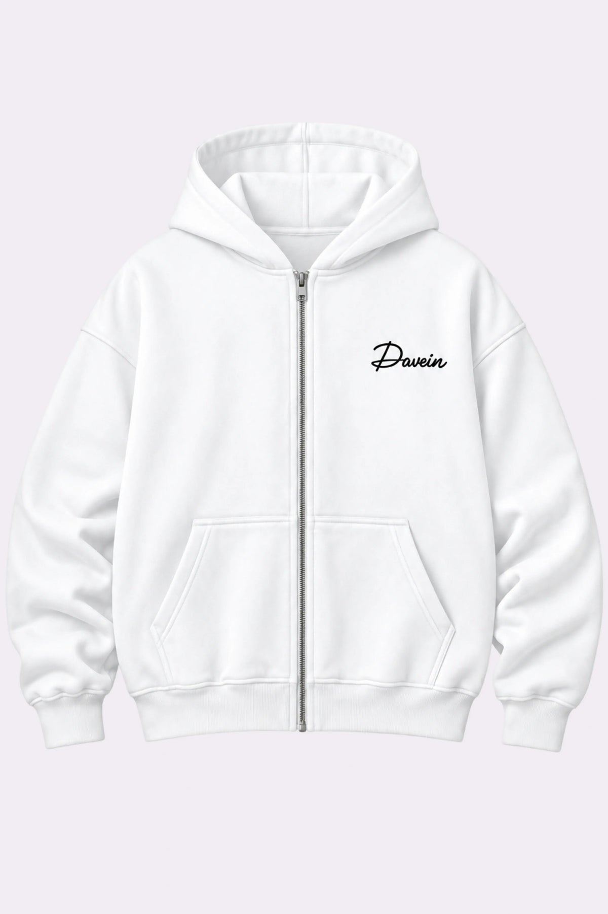 Daven White Fleece Full-Zip Hoodie