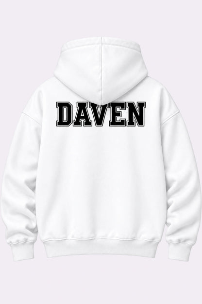 Daven White Fleece Full-Zip Hoodie