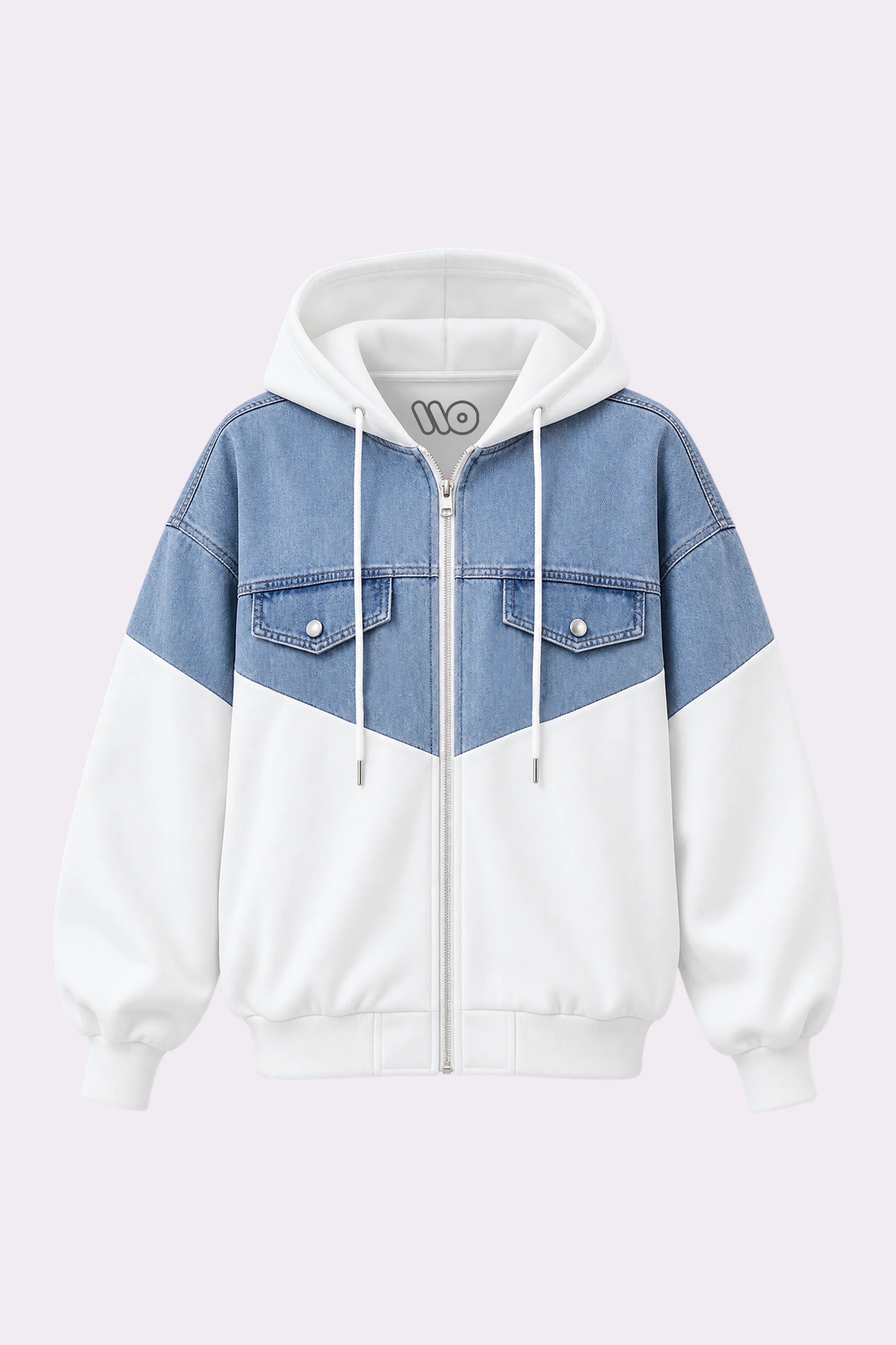 Denim Two-Tone Hooded Jacket