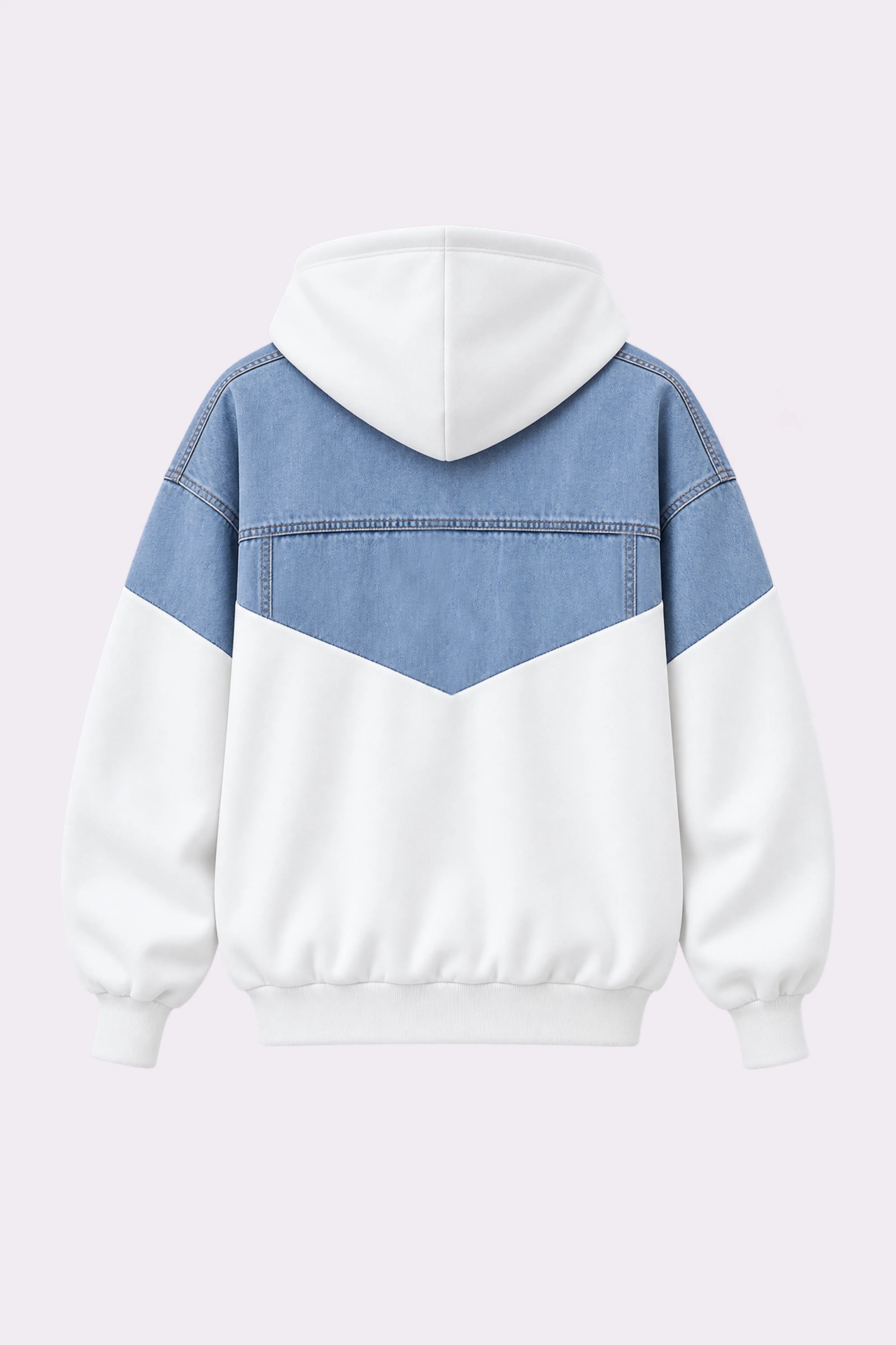 Denim Two-Tone Hooded Jacket