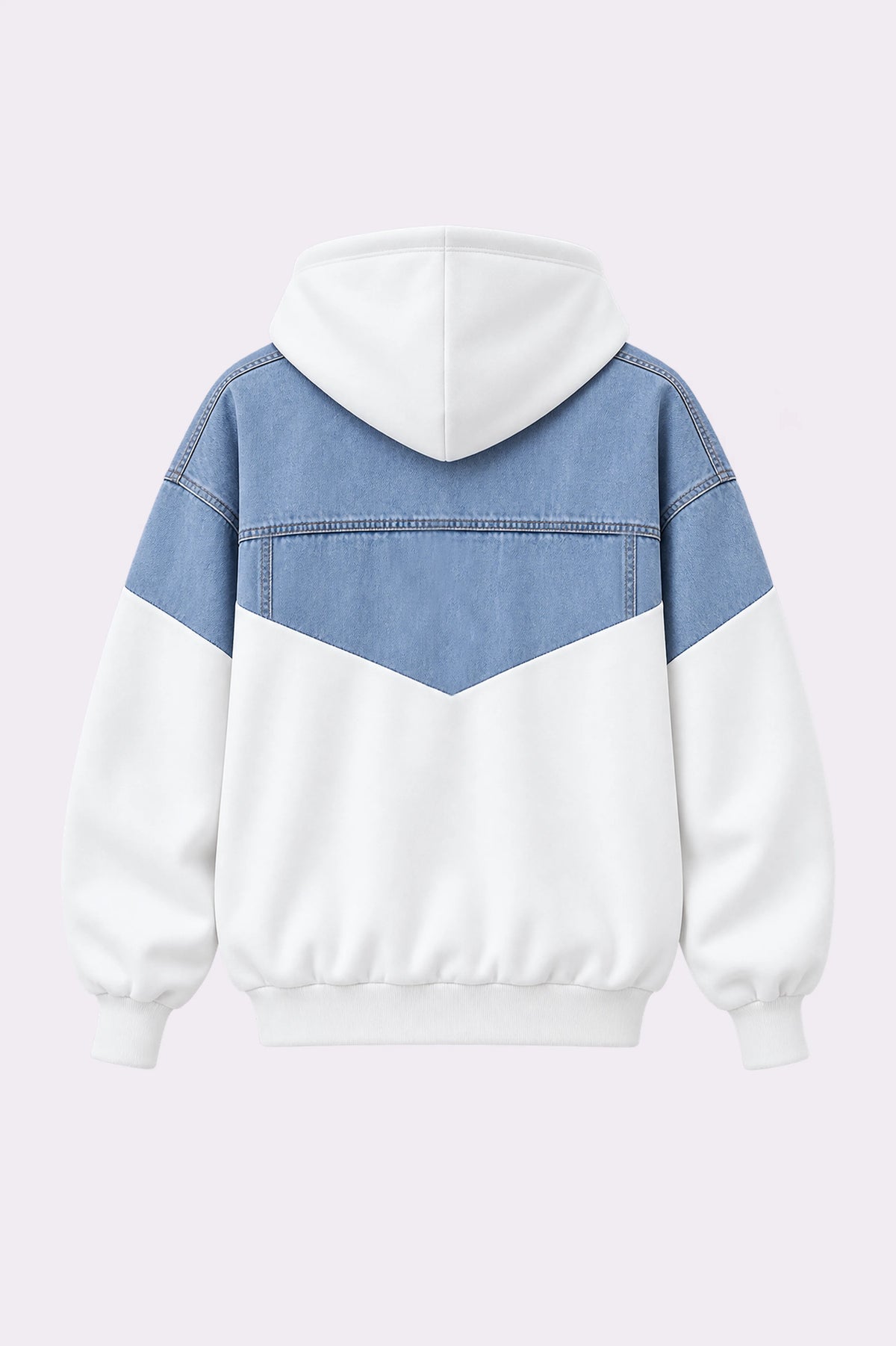 Denim Two-Tone Hooded Jacket