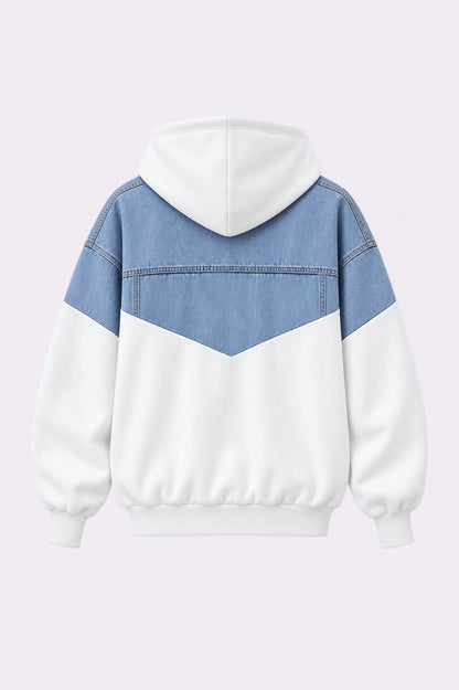 Denim Two-Tone Hooded Jacket