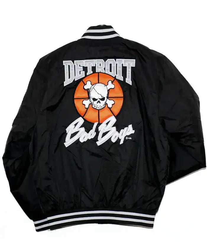 Detroit Bad Boys Coaches Striped Black Varsity Jacket