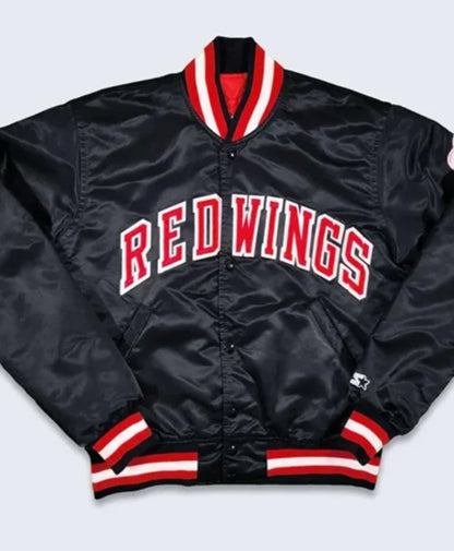 Detroit Red Wings 80s Black Varsity Jacket