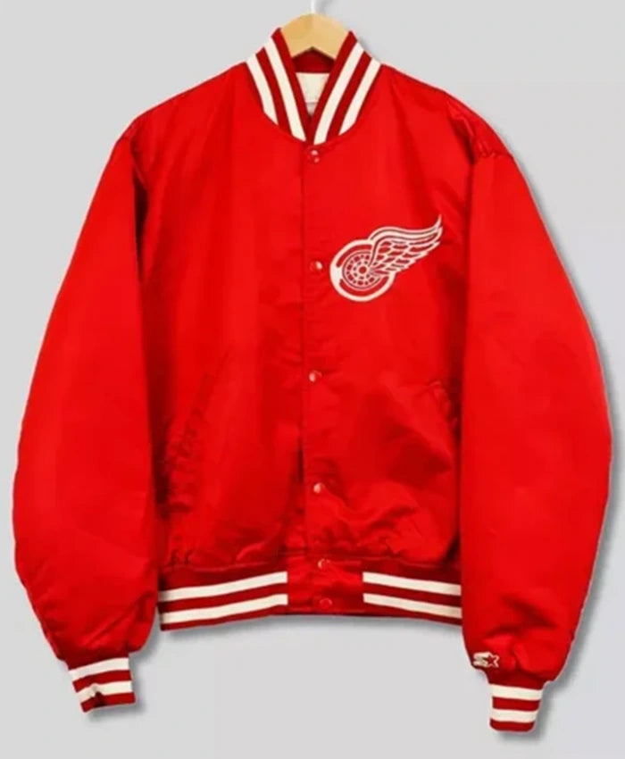 Detroit Red Wings 90s Red Letterman Varsity Jacket