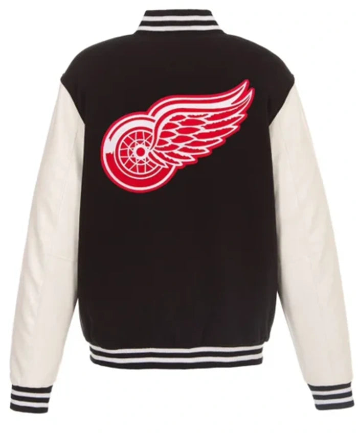 Detroit Red Wings Black And White Varsity Jacket