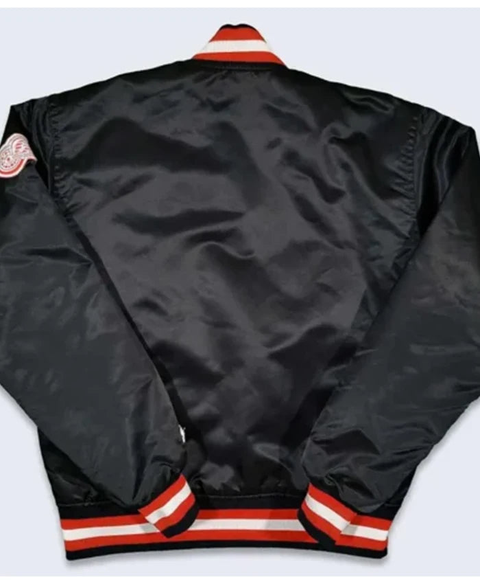 Detroit Red Wings 80s Black Varsity Jacket