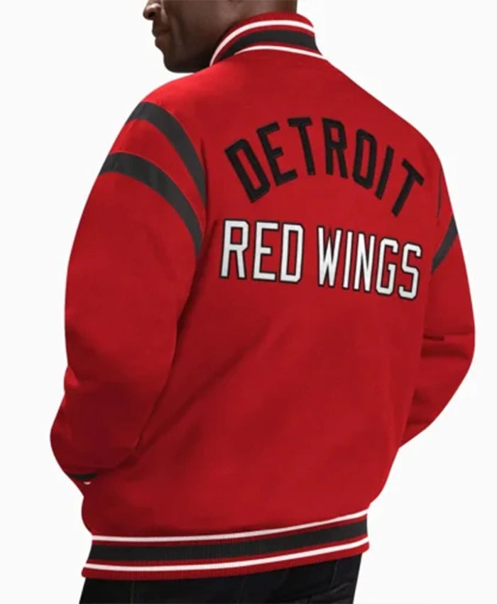 Detroit Red Wings Tailback Red Letterman Varsity Jacket