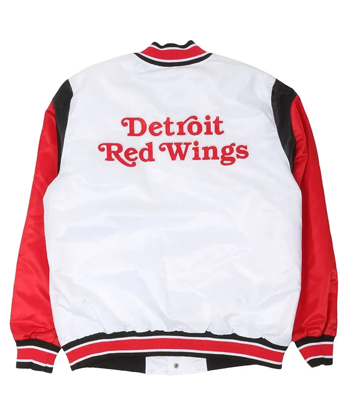 Detroit Red Wings White And Red Teddy Varsity Jacket