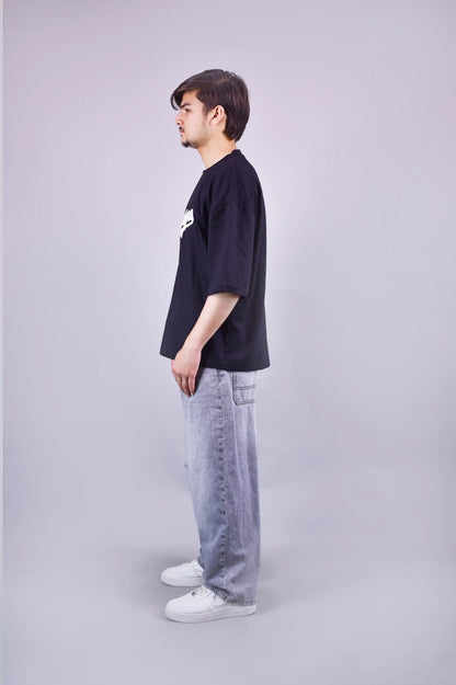 Dodgers Embroidered Oversized Black T-Shirt