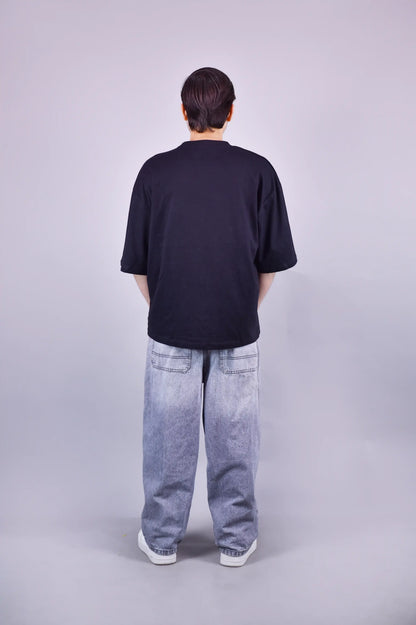 Dodgers Embroidered Oversized Black T-Shirt