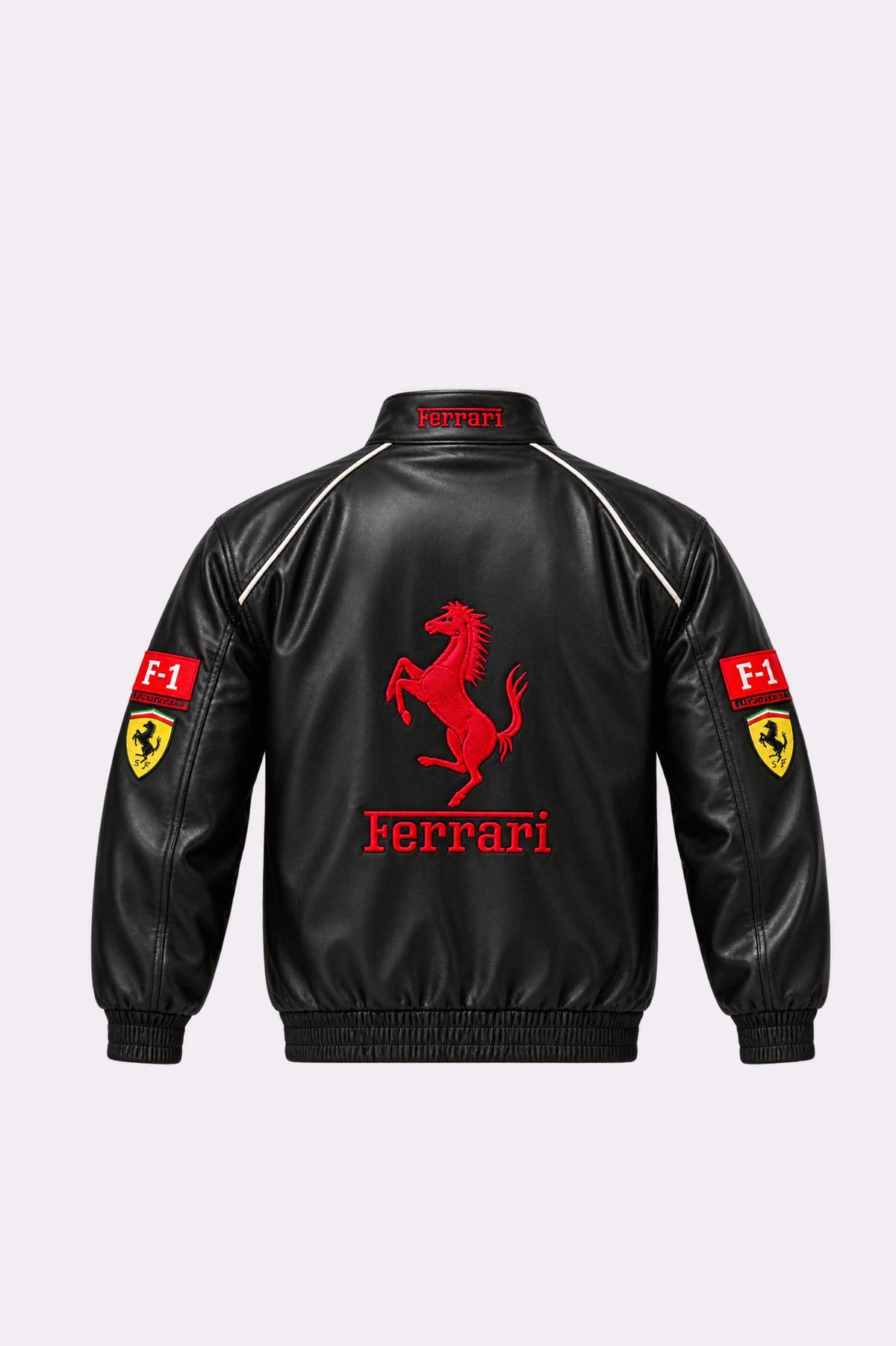 Ferrari F1 Black Faux Leather Racing Jacket