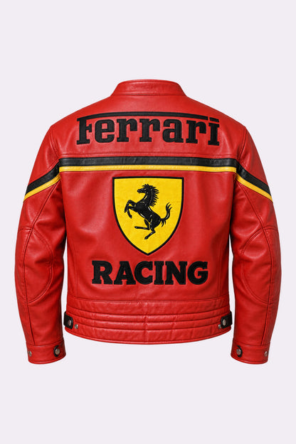 Ferrari Racing Red Leather Jacket