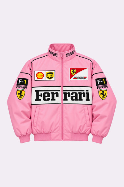 Ferrari Vintage Pink Racing F1 Jacket - Ferrarivintagepinkracingbomberjacket