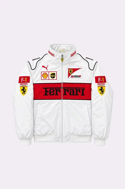 Ferrari Vintage White F1 Racing Jacket