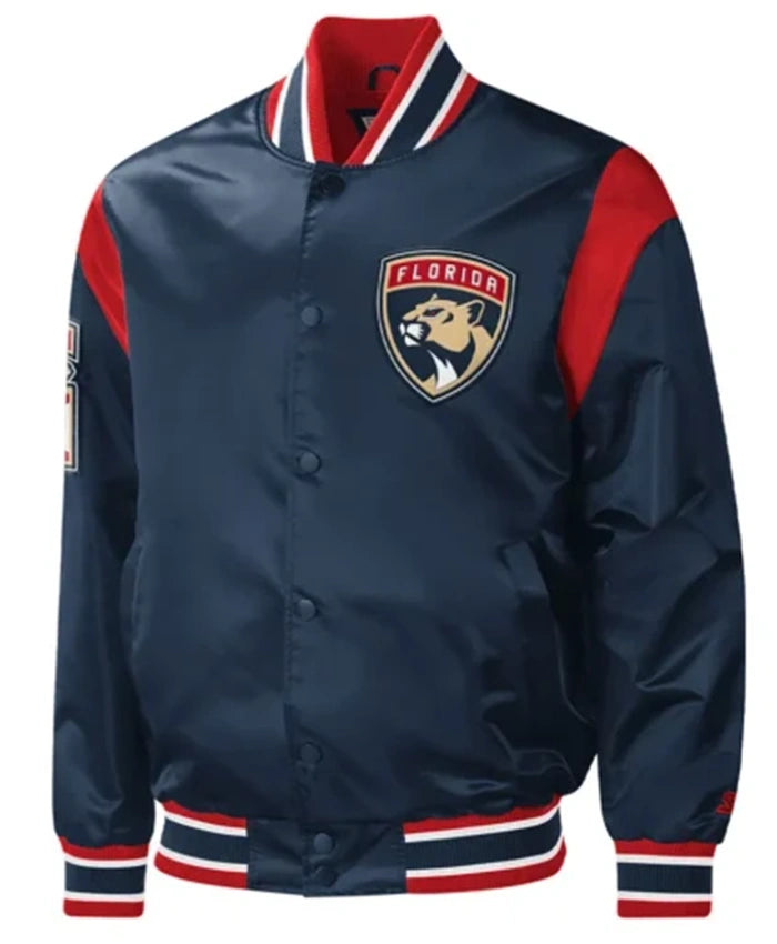 Florida Panthers Force Play Navy Blue Varsity Jacket