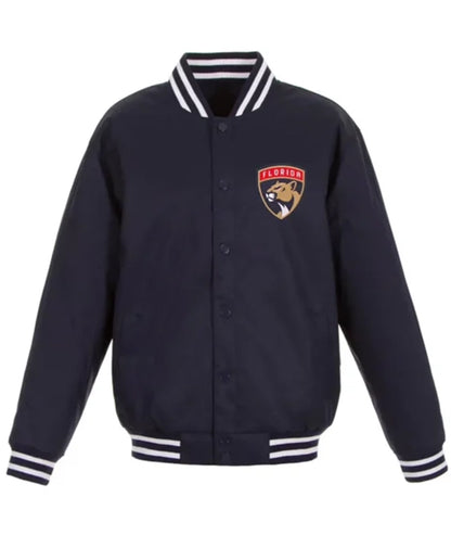 Florida Panthers Front Hit Navy Blue Varsity Jacket