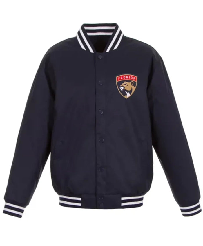 Florida Panthers Front Hit Navy Blue Varsity Jacket