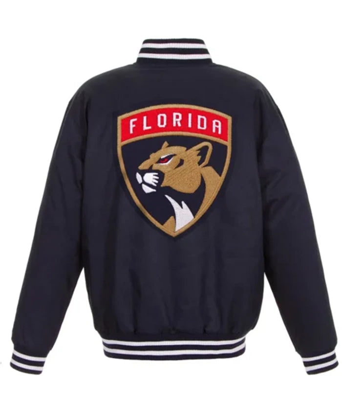 Florida Panthers Front Hit Navy Blue Varsity Jacket