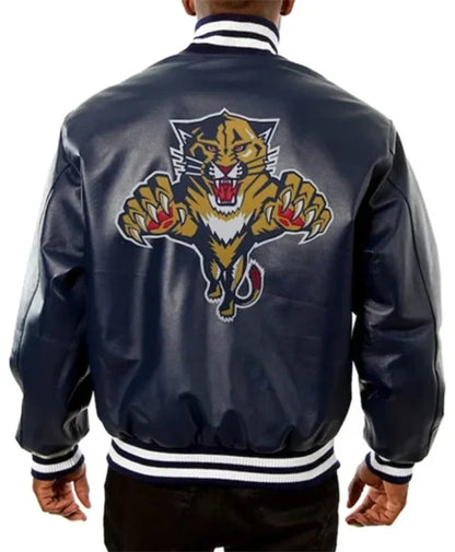 Florida Panthers Navy Blue Leather Varsity Jacket