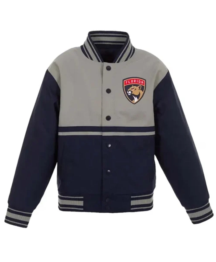 Florida Panthers Youth Navy Blue And Grey Varsity Jacket