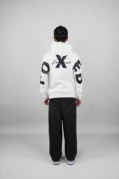 Foxed White Hoodie