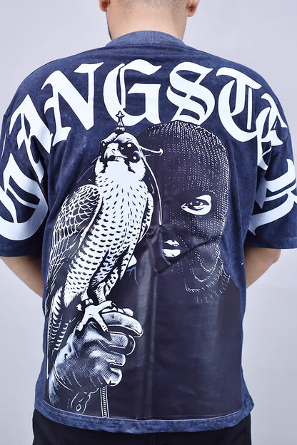 Gangster Vintage Acid Wash Oversized T-Shirt Back look