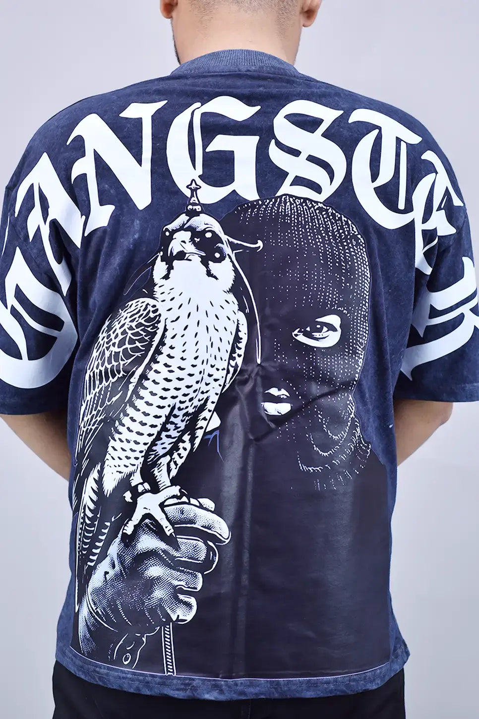 Gangster Vintage Acid Wash Oversized T-Shirt Back look