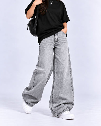 Gray Vintage Wash Baggy Jeans