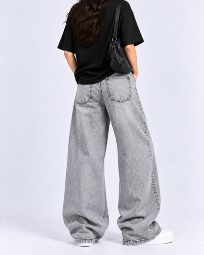 Gray Vintage Wash Baggy Jeans