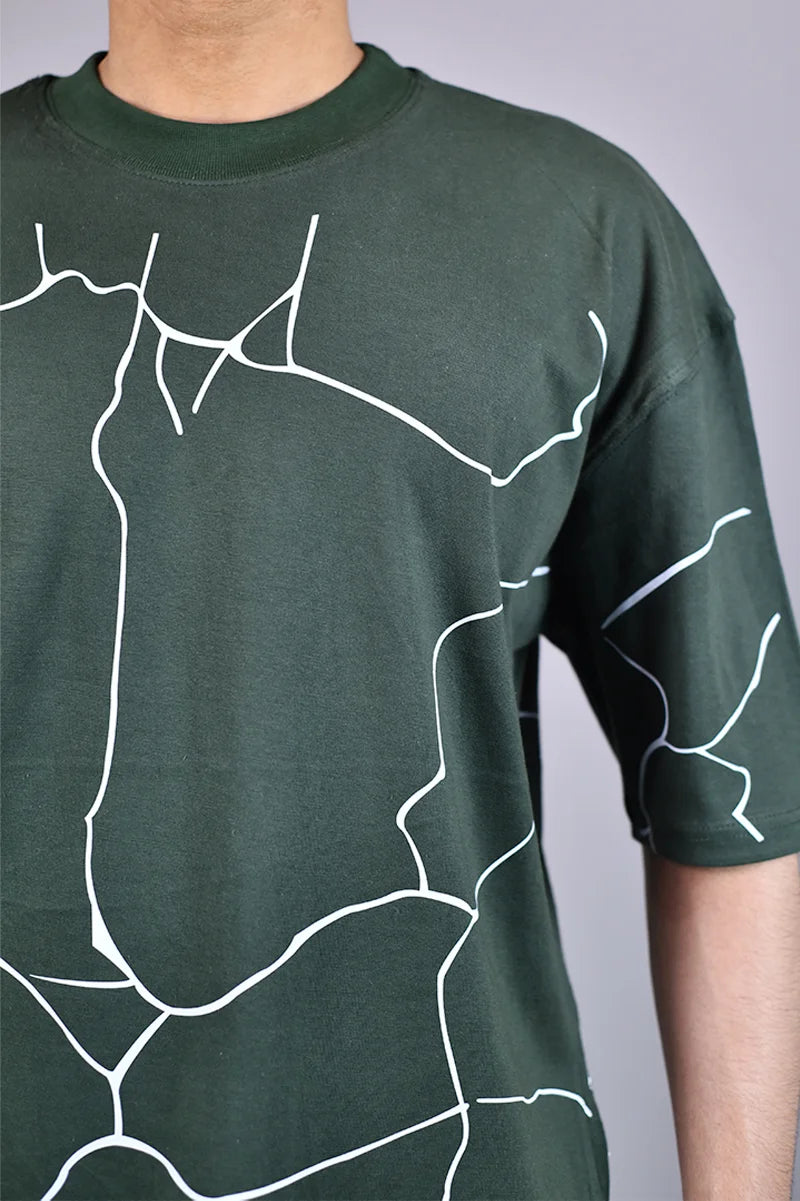Green Abstract Marble Graphic T-Shirt