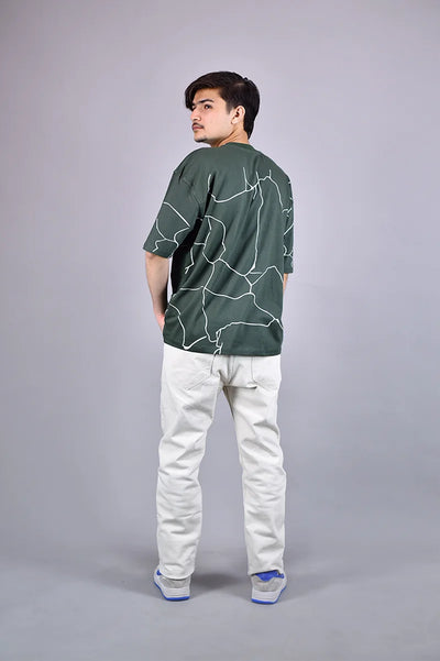 Green Abstract Marble Graphic T-Shirt