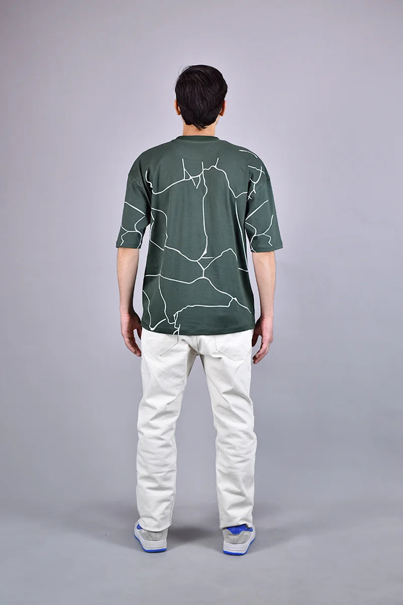 Green Abstract Marble Graphic T-Shirt