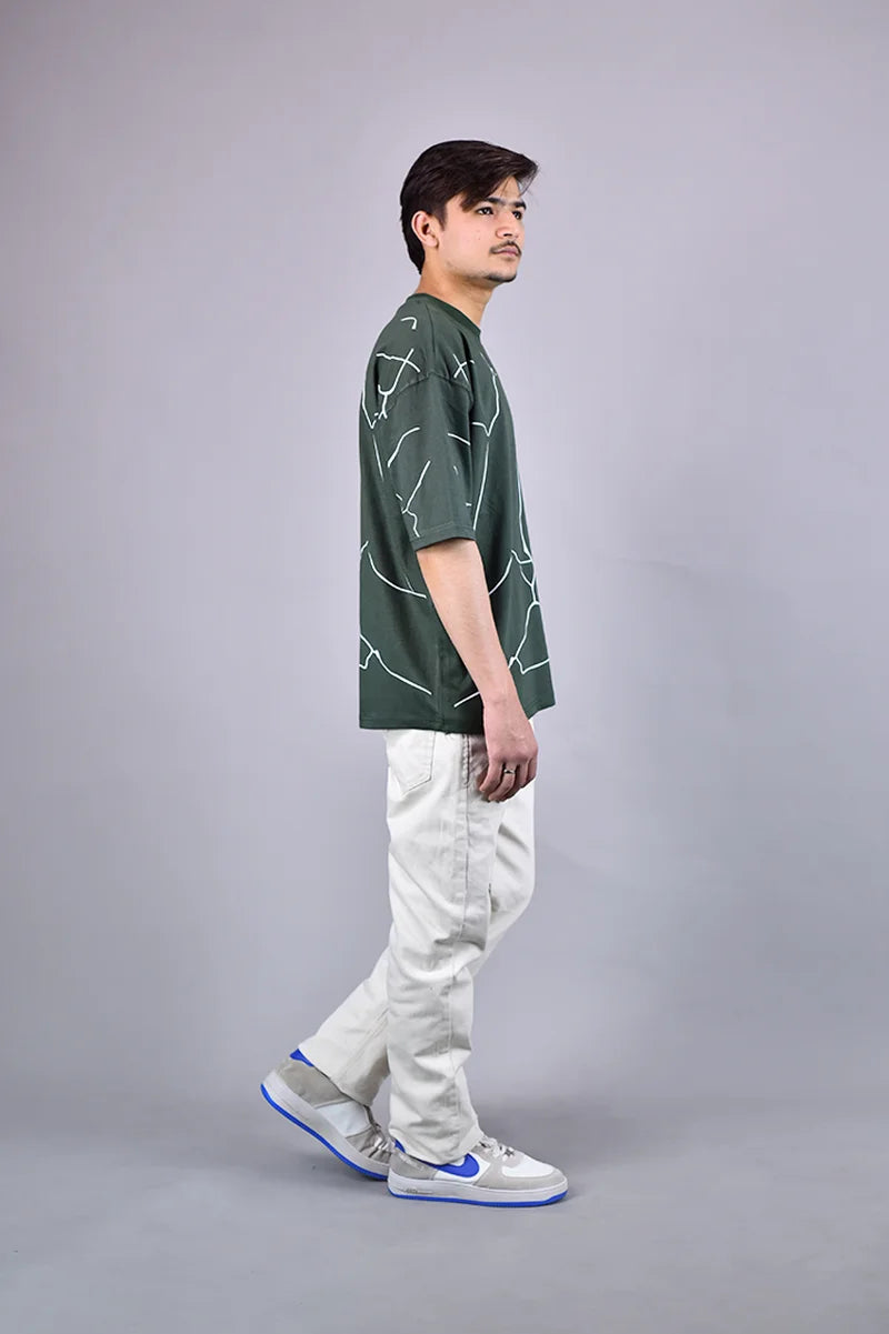 Green Abstract Marble Graphic T-Shirt