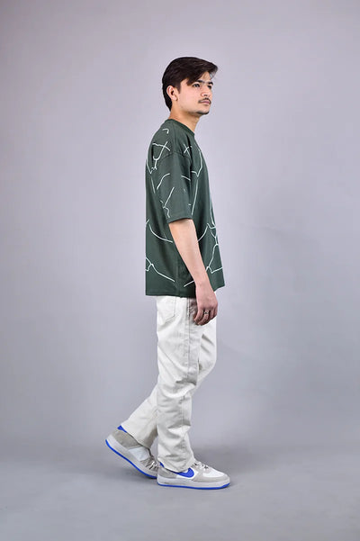 Green Abstract Marble Graphic T-Shirt