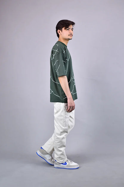 Green Abstract Marble Graphic T-Shirt