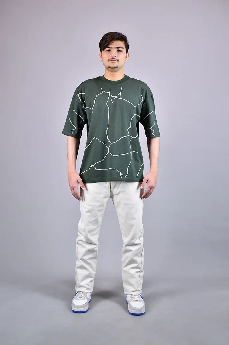 Green Abstract Marble Graphic T-Shirt