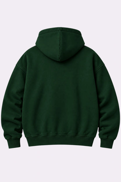 Green Cursive Script Oversized Zip-Up Hoodie