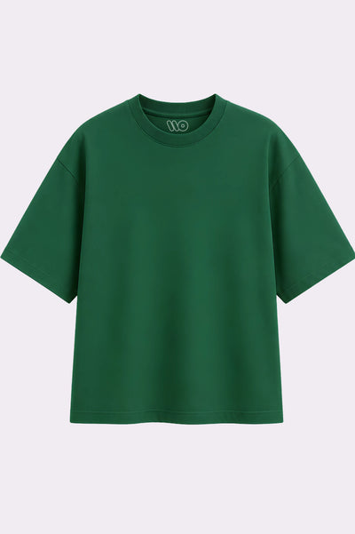 Green Drop Shoulder Plain T-Shirt