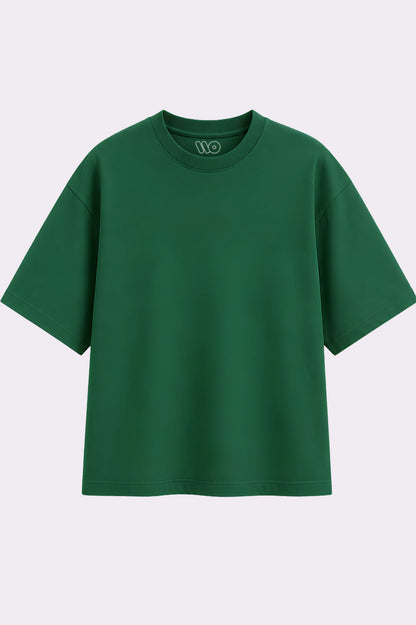 Green Plain Drop Shoulder T-Shirt